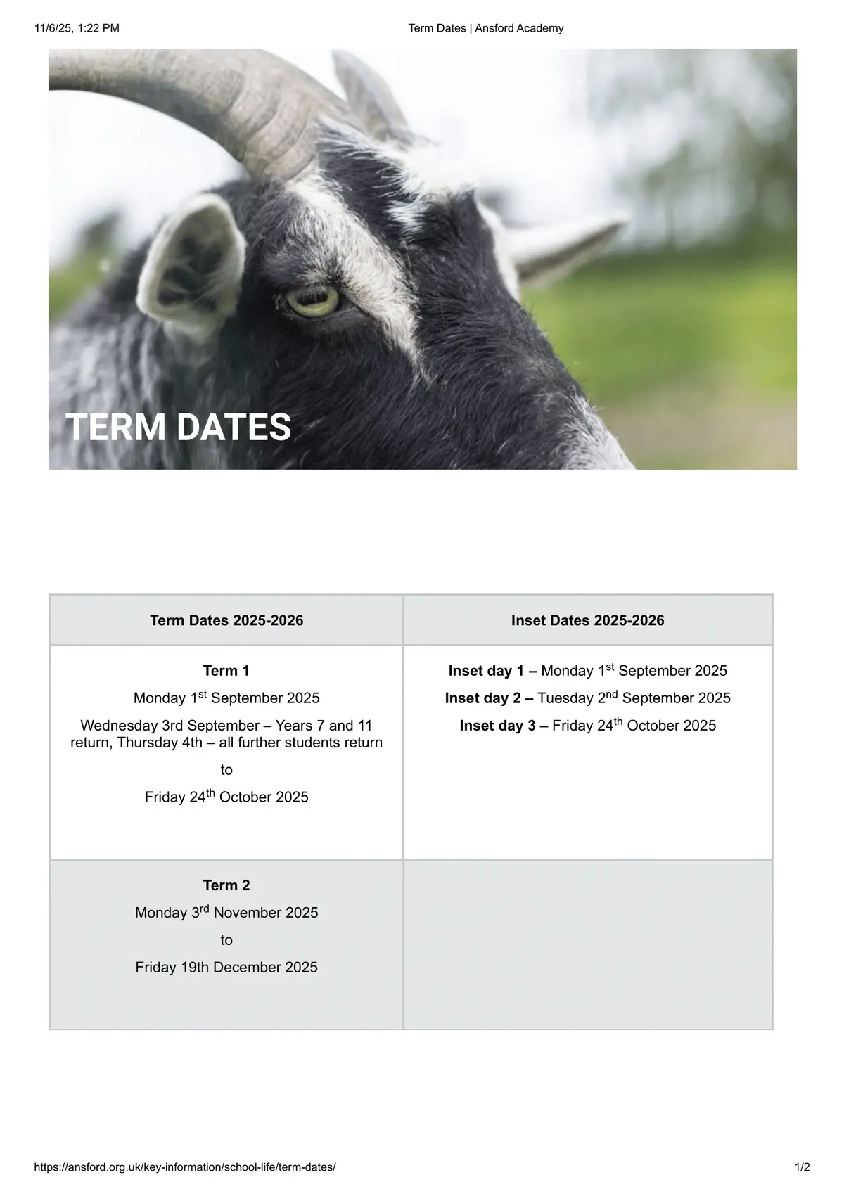 Ansford Academy term dates