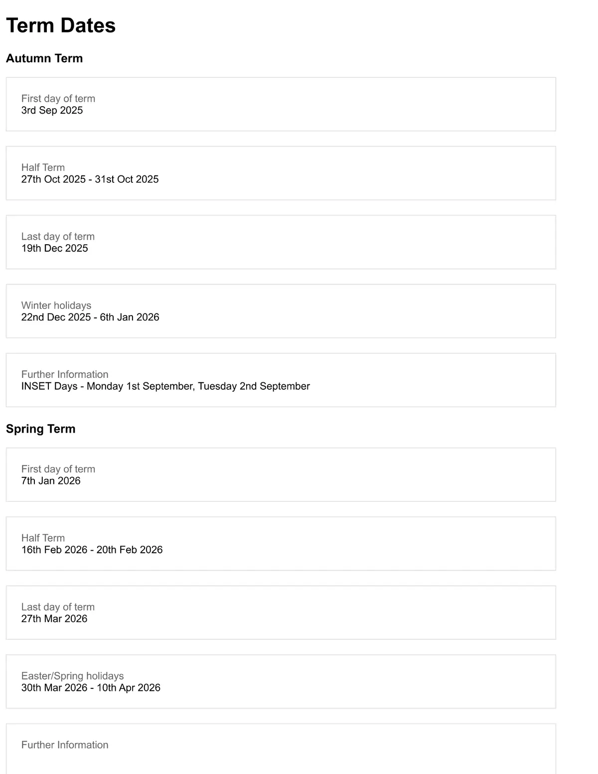 Archbishop Sumner Church of England Primary School term dates