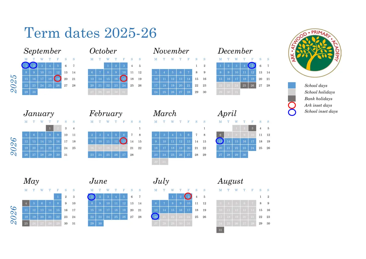 Ark Atwood Primary Academy term dates