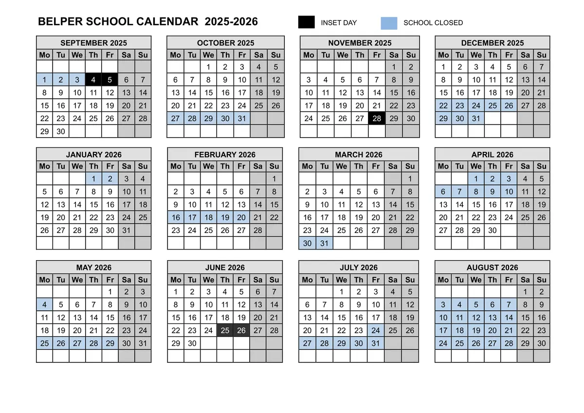 Belper School and Sixth Form Centre term dates