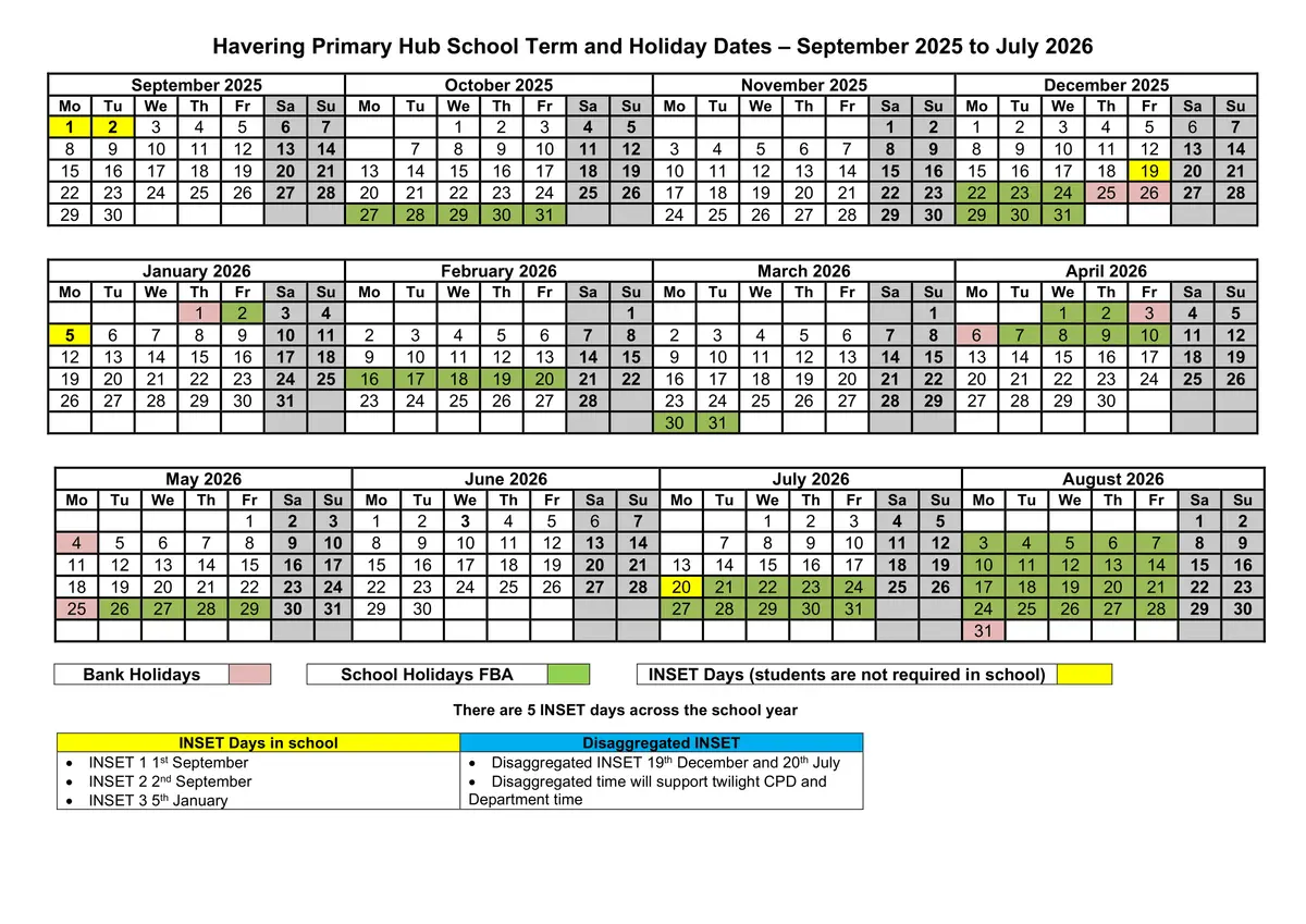Benhurst Primary School term dates
