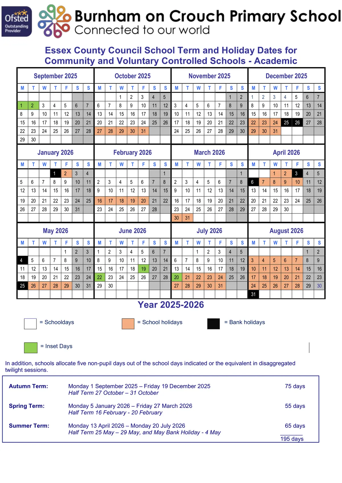 Burnham-on-Crouch Primary School term dates