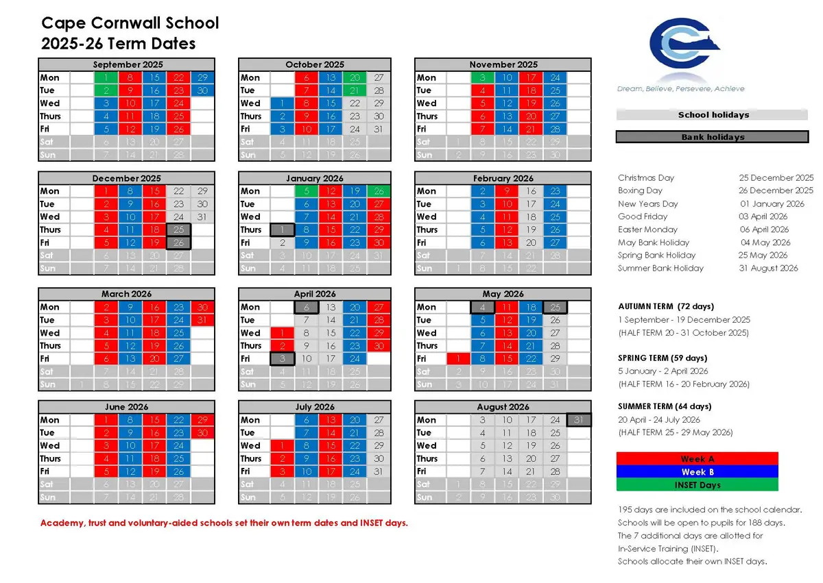 Cape Cornwall School term dates