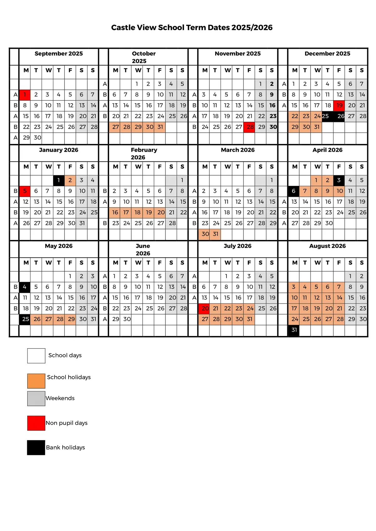 Castle View School term dates
