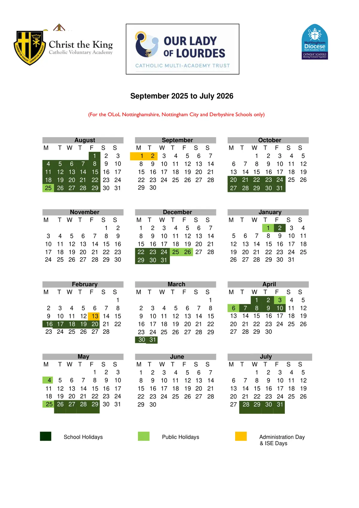 Christ the King Catholic Voluntary Academy term dates