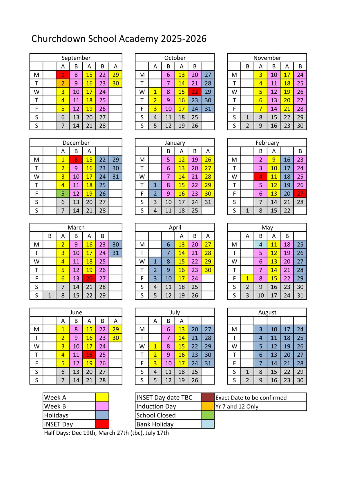 Churchdown School term dates