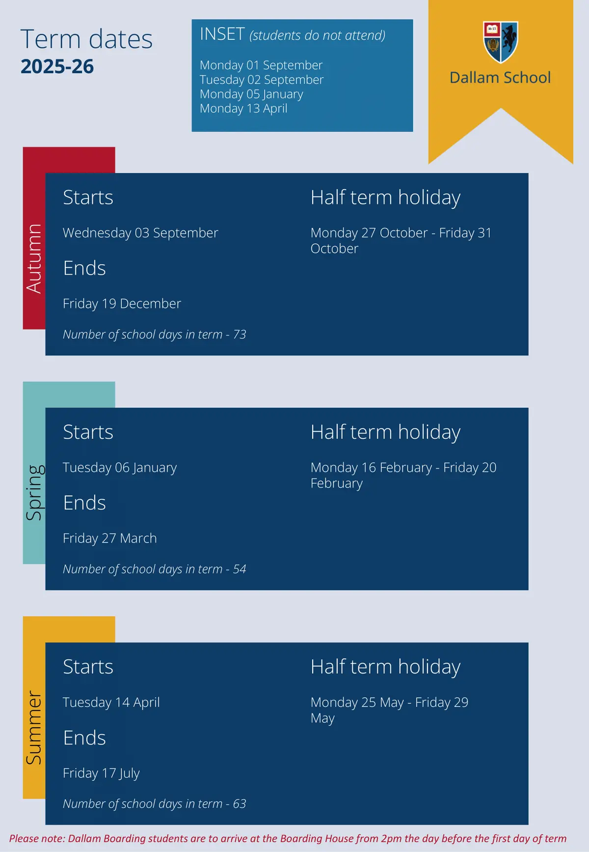 Dallam School term dates