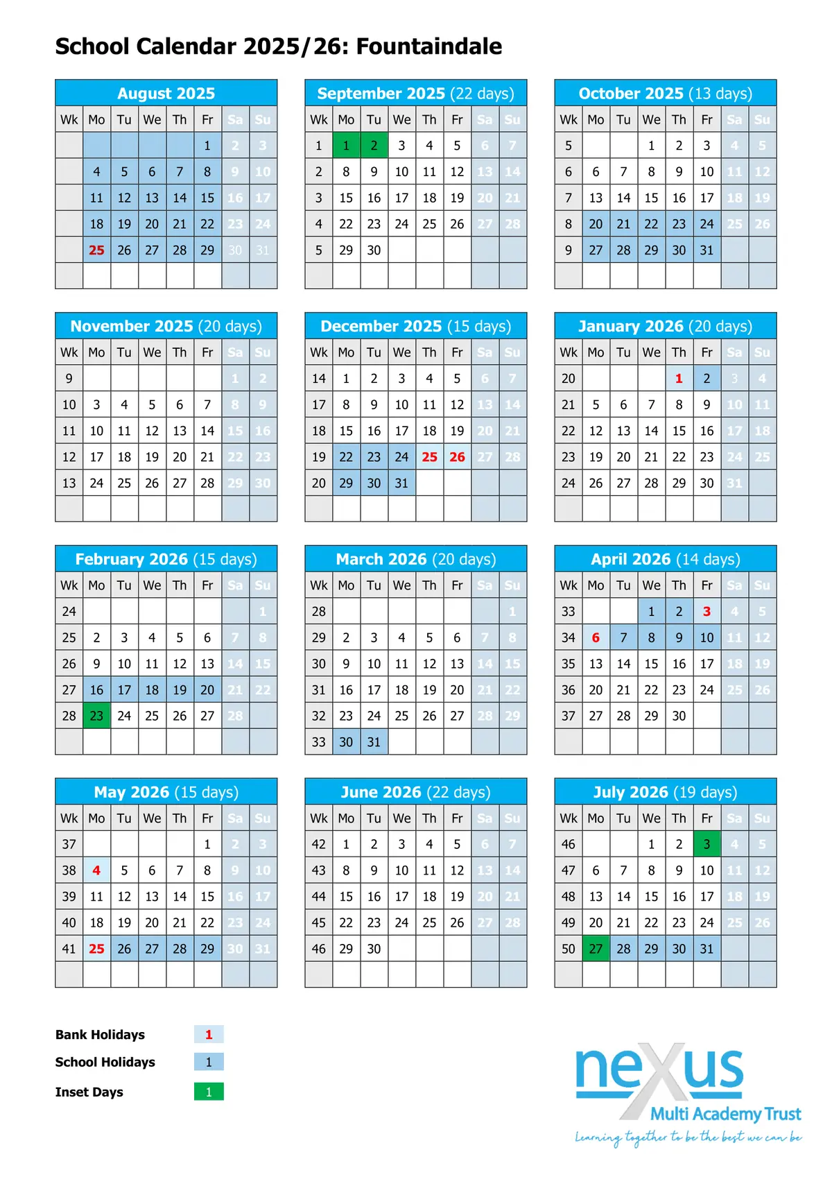 Fountaindale School term dates
