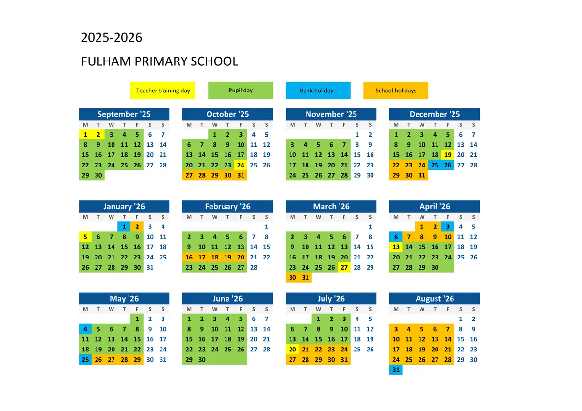 Fulham Primary School term dates