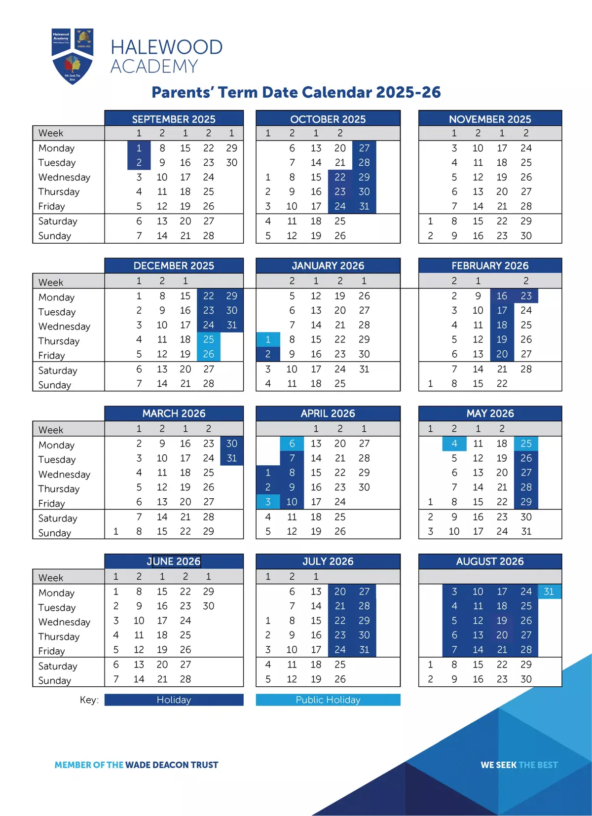 Halewood Academy term dates