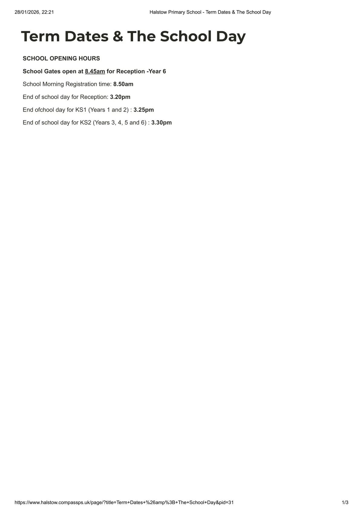 Halstow Primary School term dates