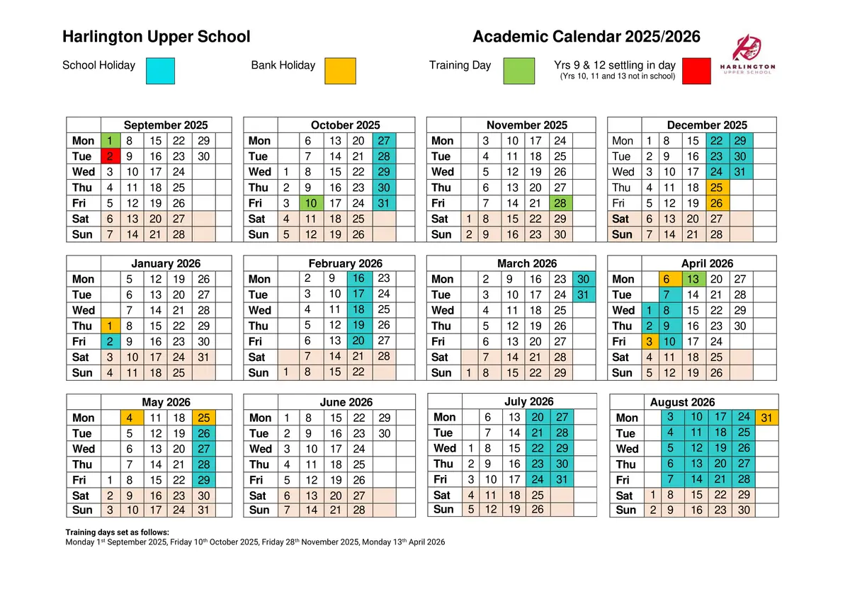Harlington Upper School term dates