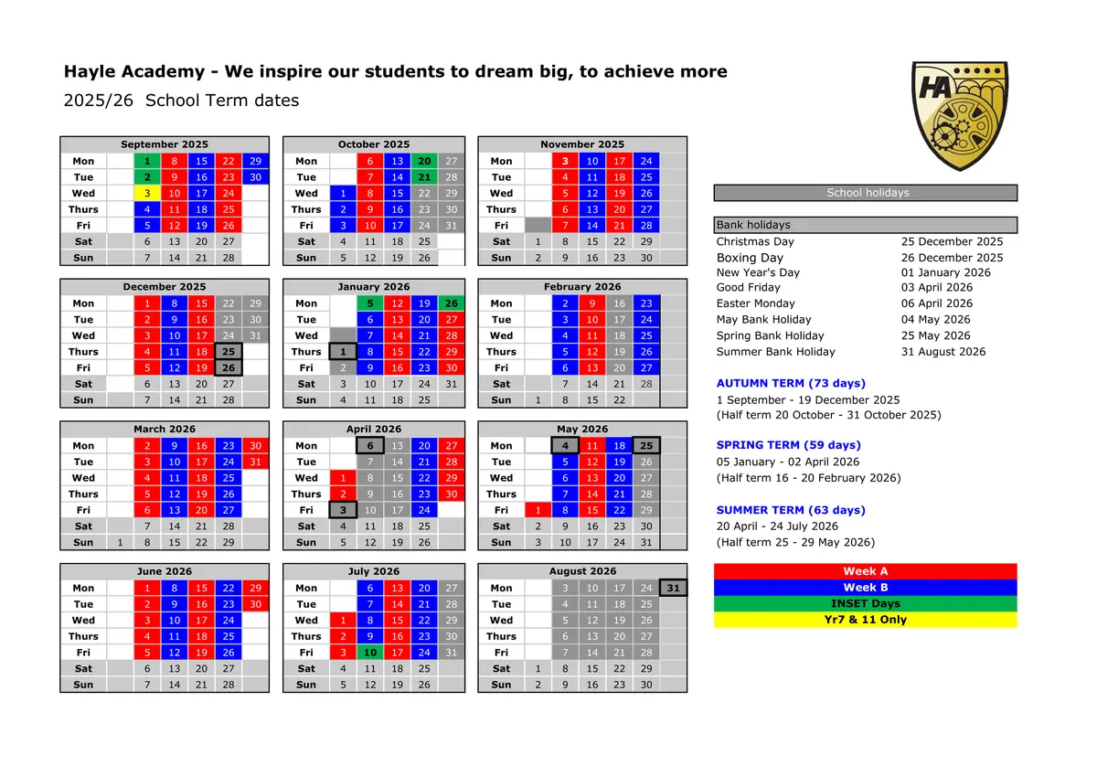 Hayle Academy term dates