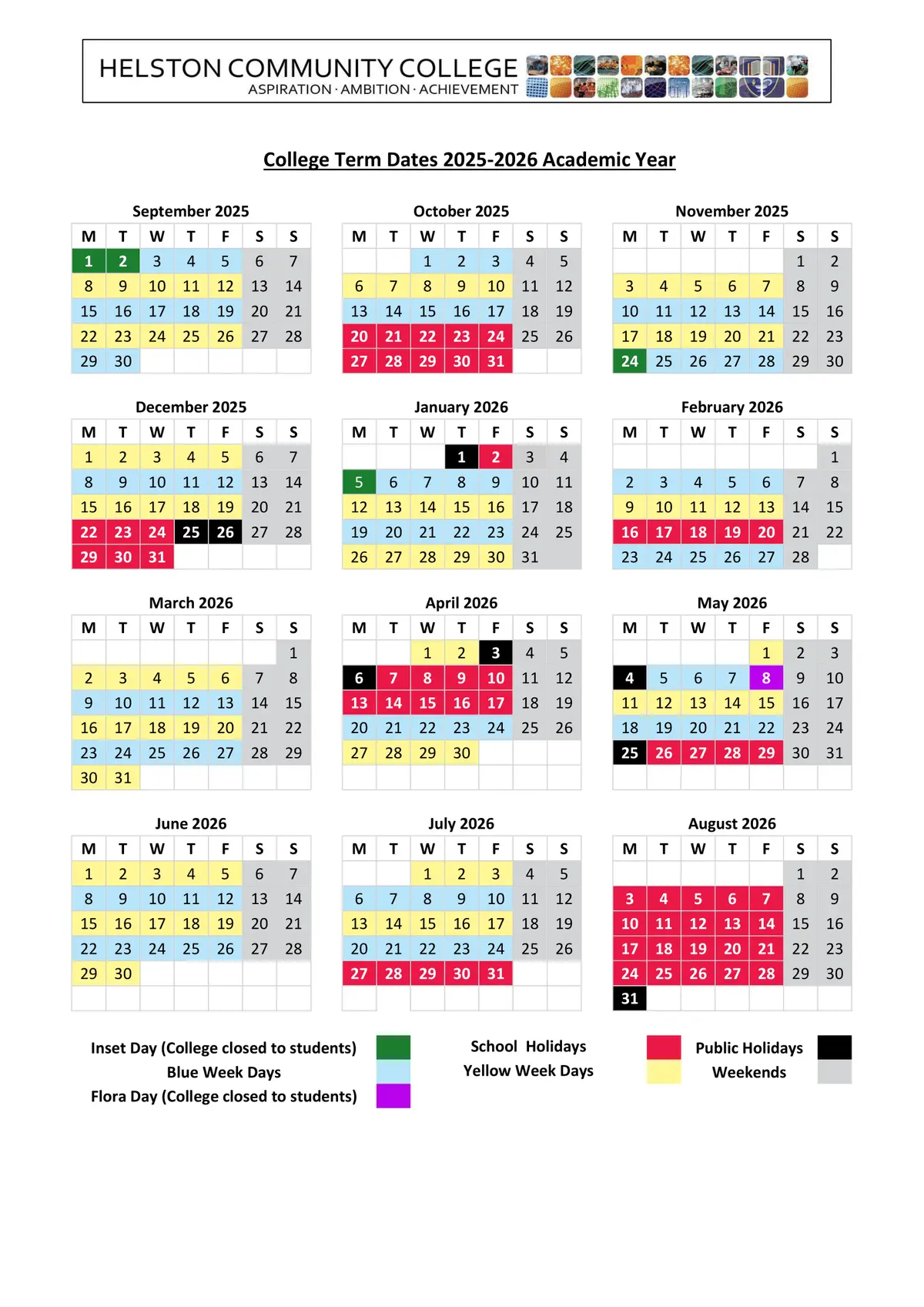 Helston Community College term dates