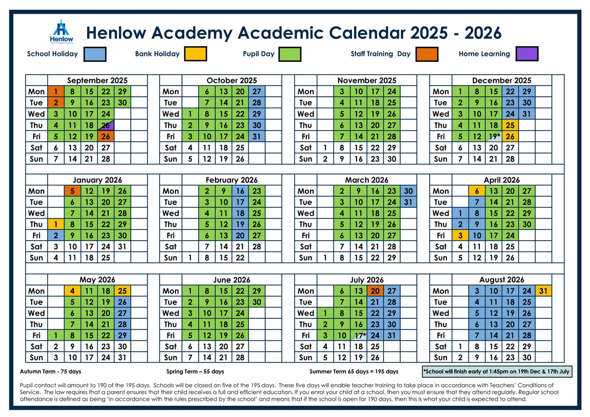 Henlow Church of England Academy term dates