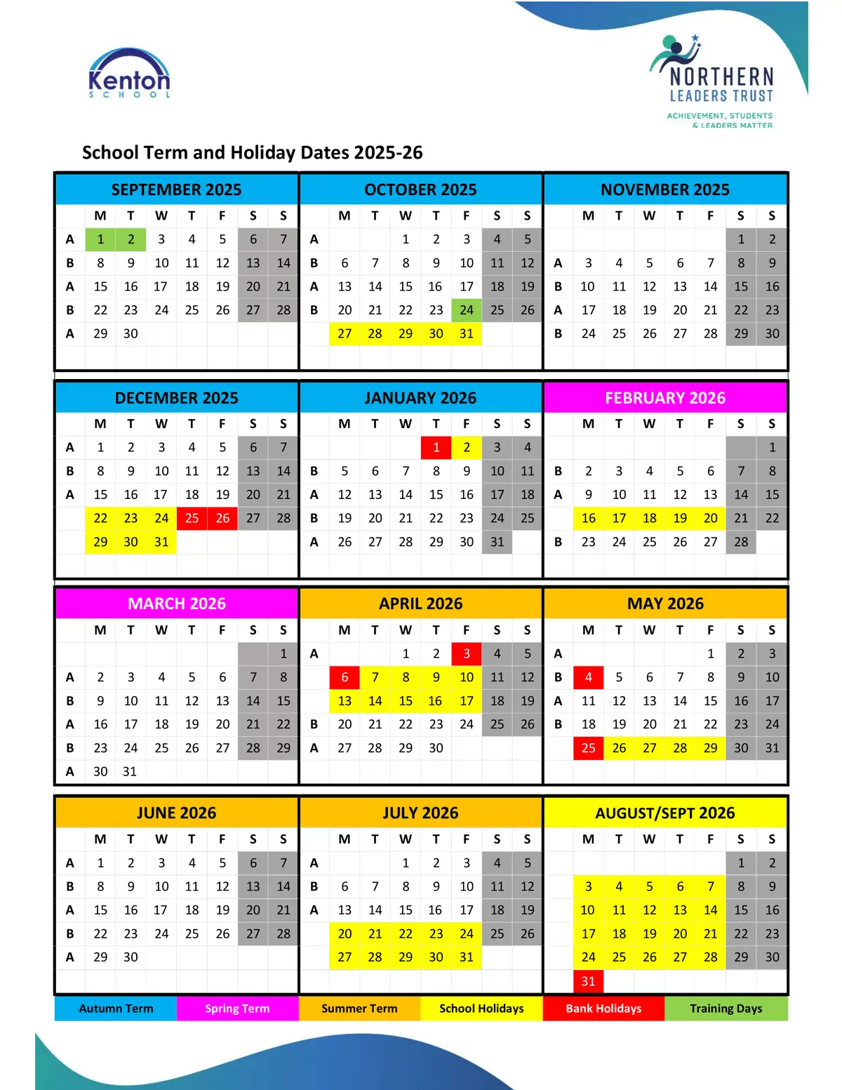 Kenton School term dates