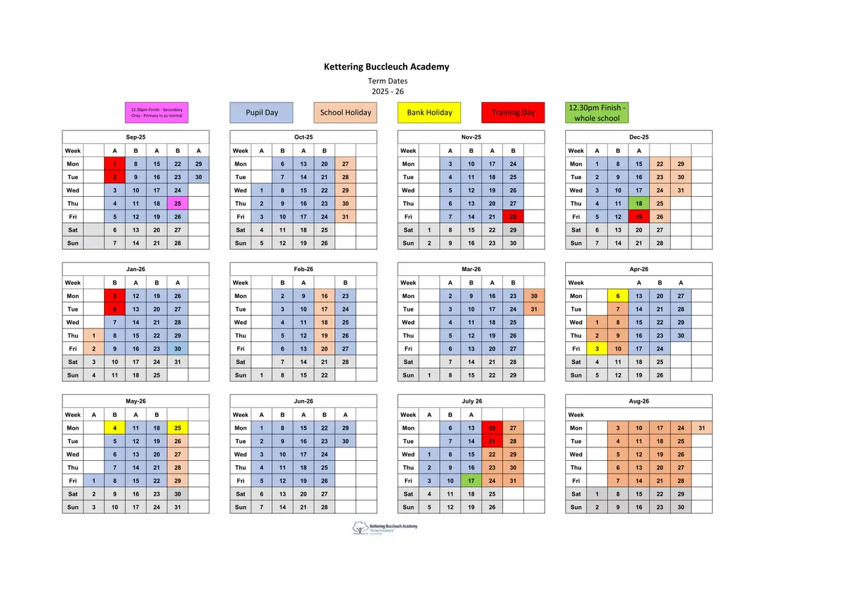 Kettering Buccleuch Academy term dates