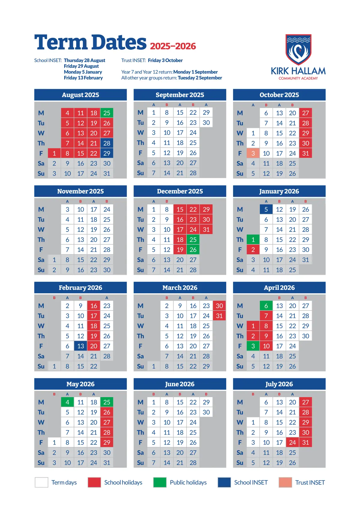 Kirk Hallam Community Academy term dates
