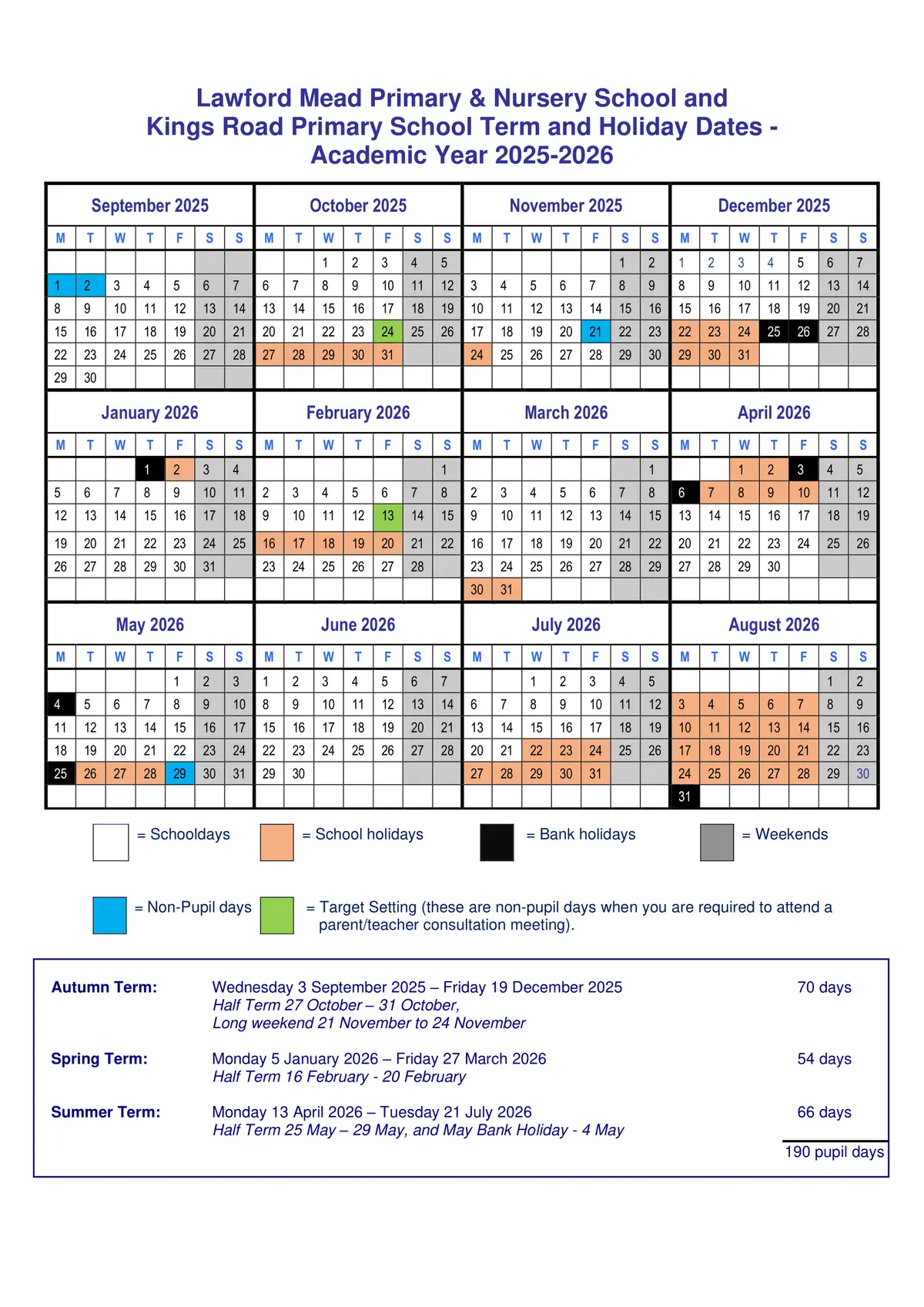 Lawford Mead Primary & Nursery term dates