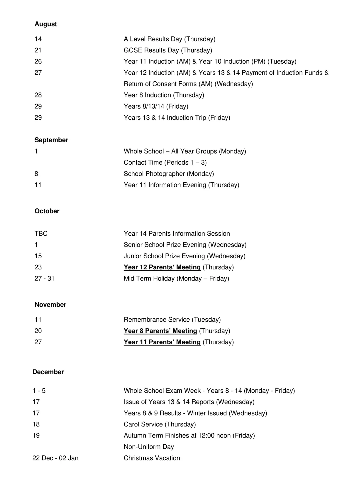 New City College term dates