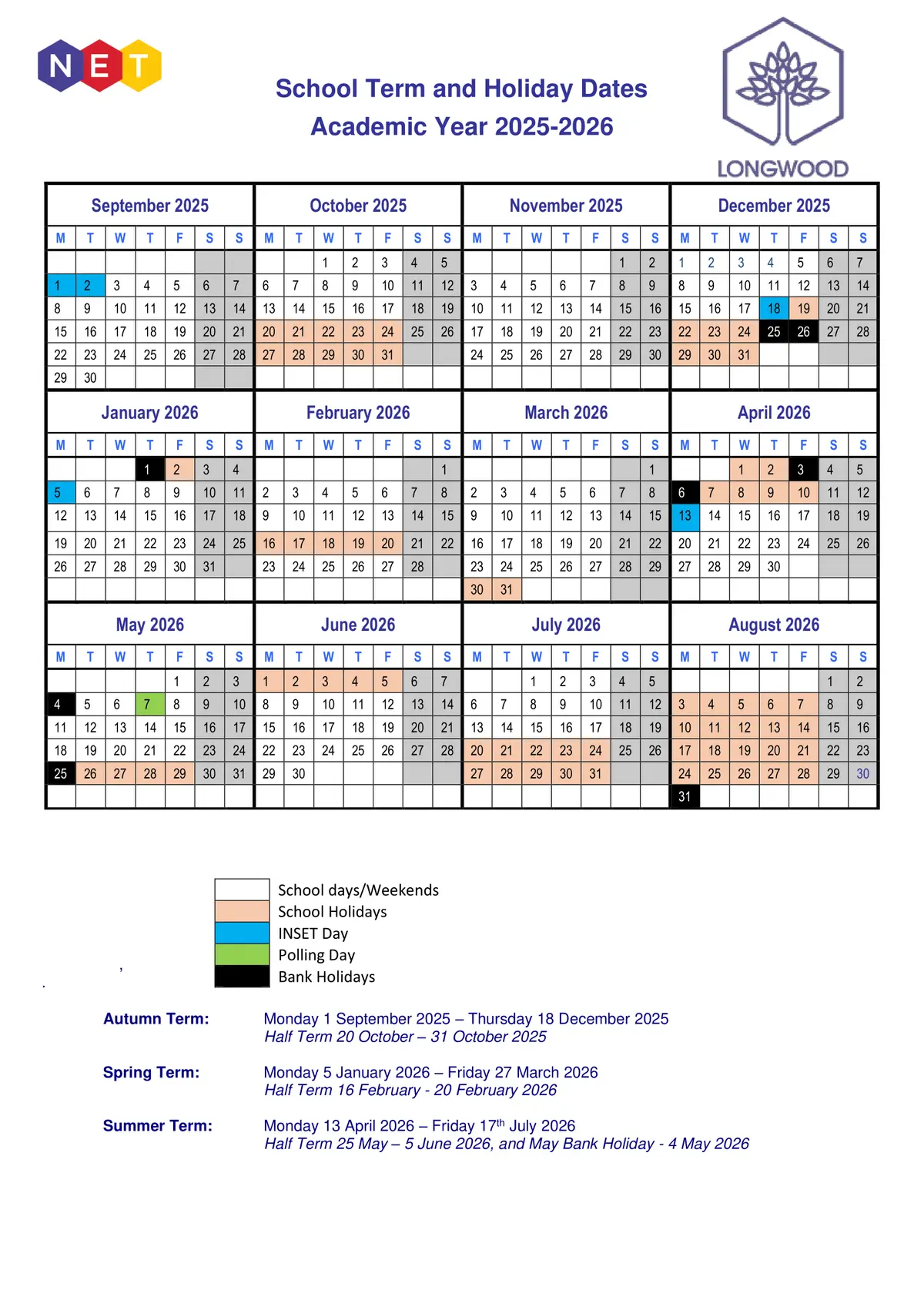 Longwood Primary Academy term dates