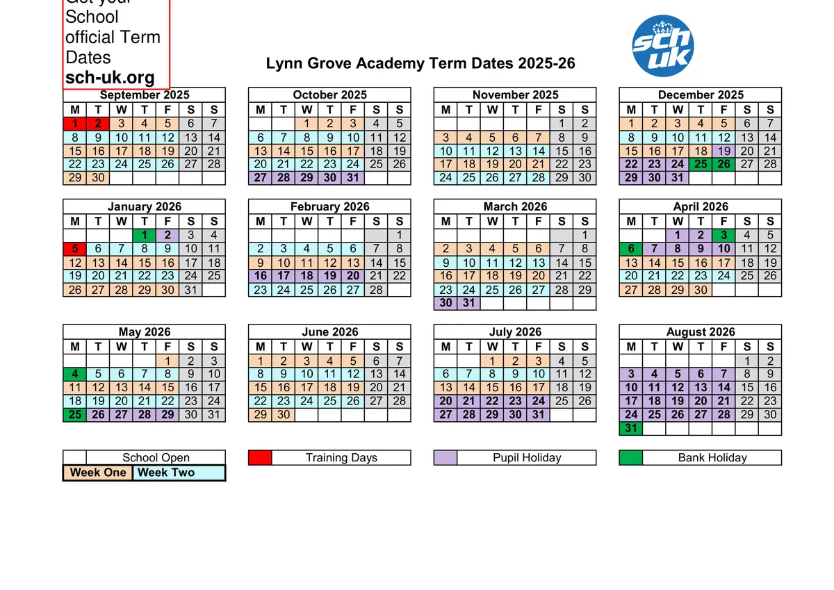 Lynn Grove Academy term dates