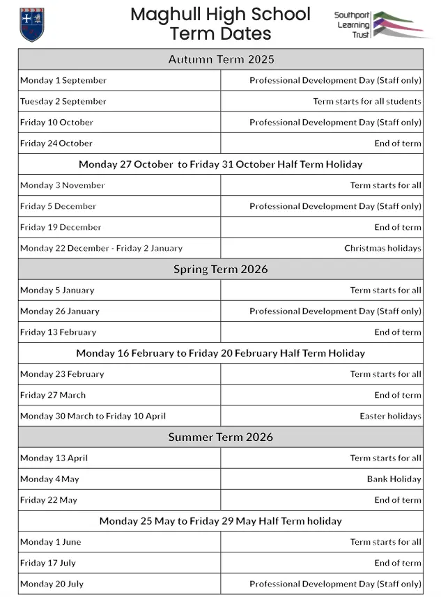 Maghull High School term dates
