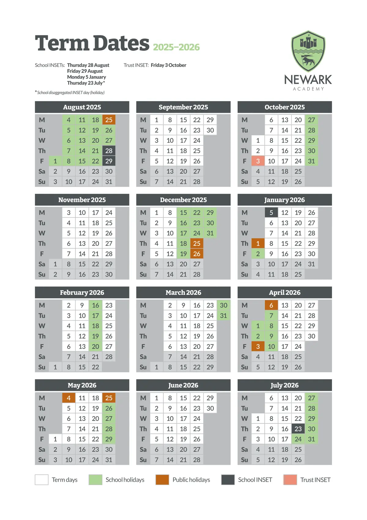 The Newark Academy term dates