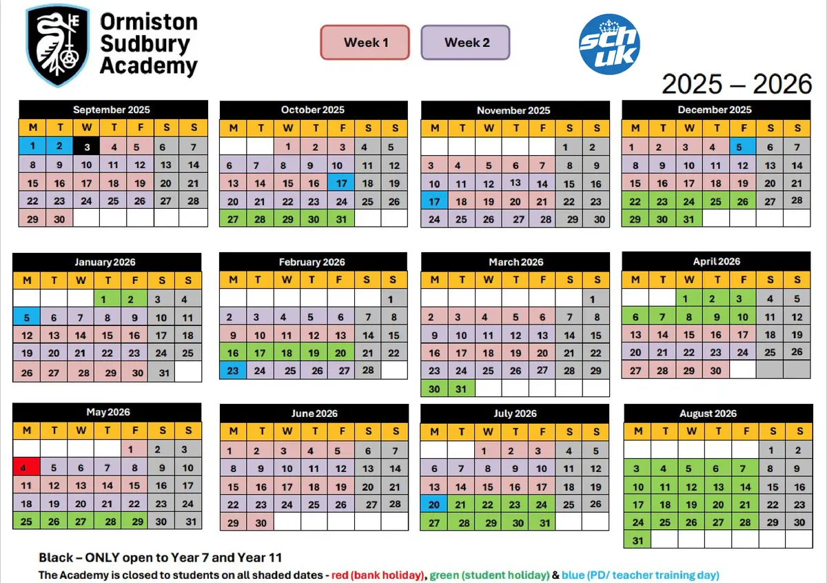 Ormiston Sudbury Academy term dates