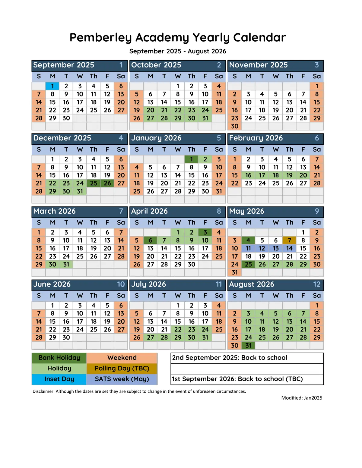 Pemberley Academy term dates