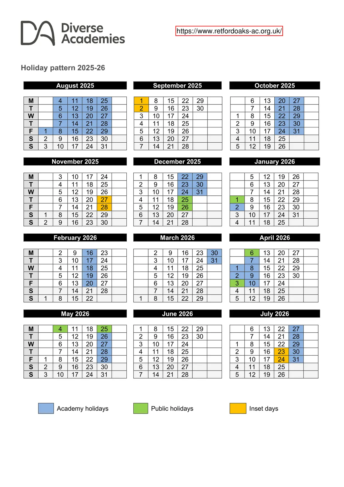 Retford Oaks Academy term dates