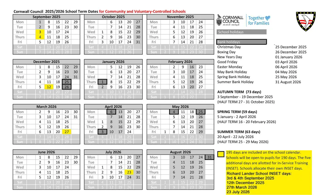 Richard Lander School term dates