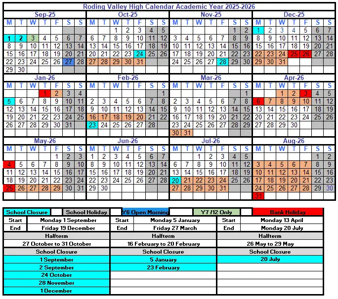 Roding Valley High School term dates