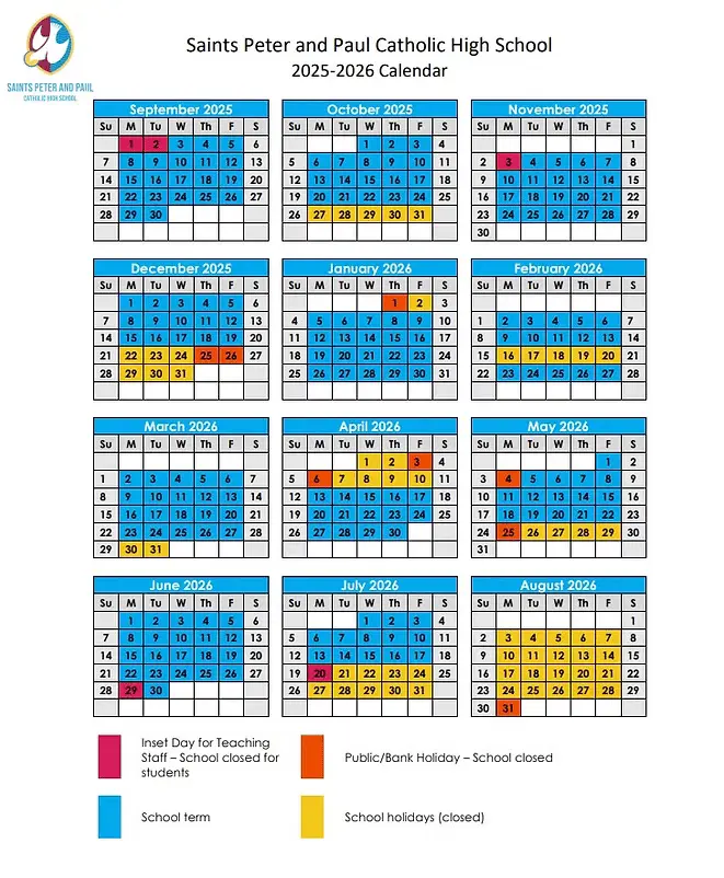 Saints Peter and Paul Catholic High School term dates