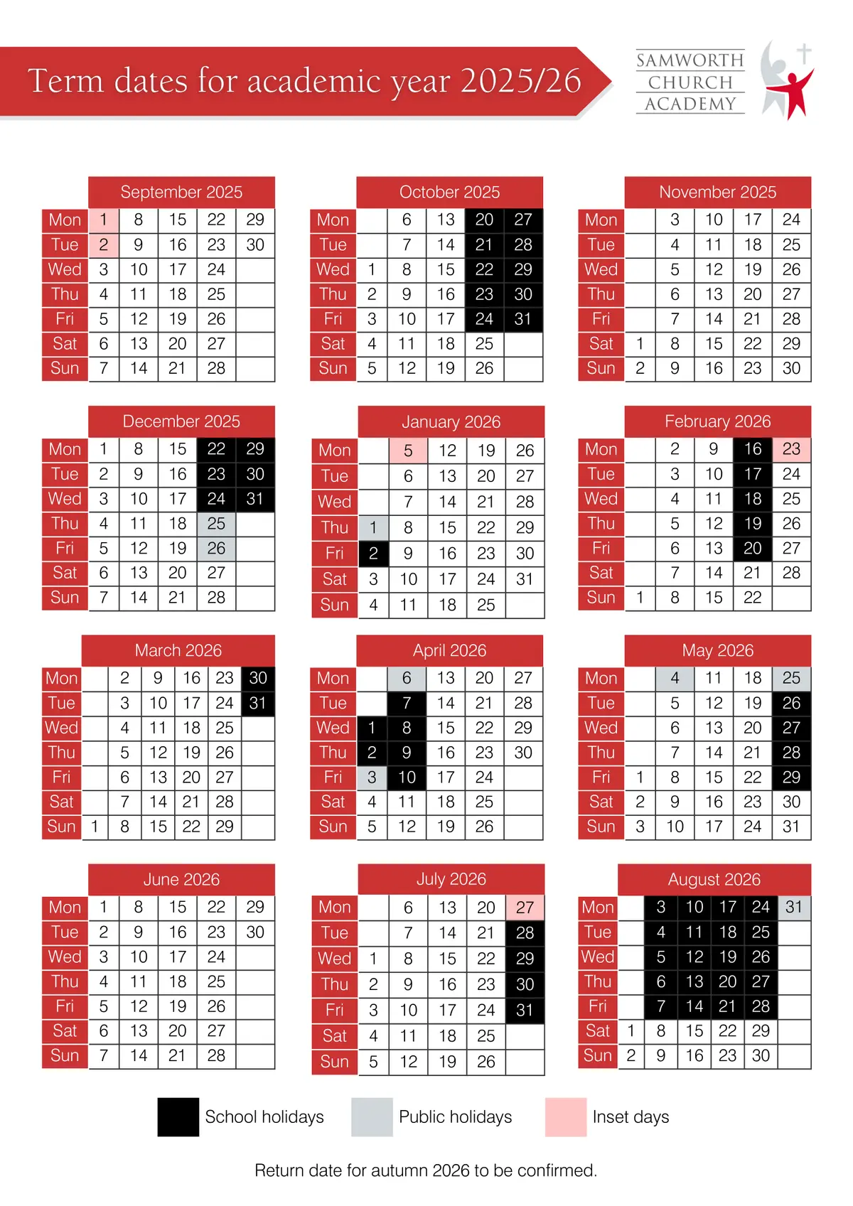 Samworth Church Academy term dates
