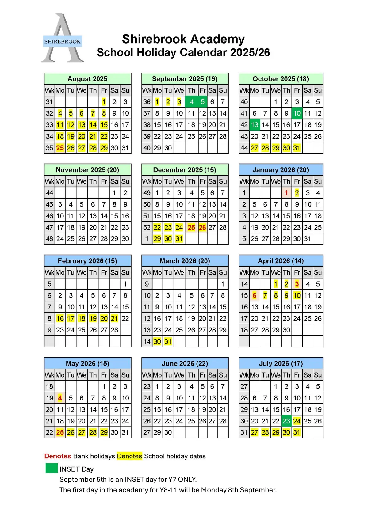 Shirebrook Academy term dates