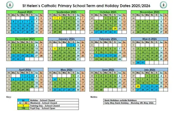 St Helen's Catholic Primary School term dates