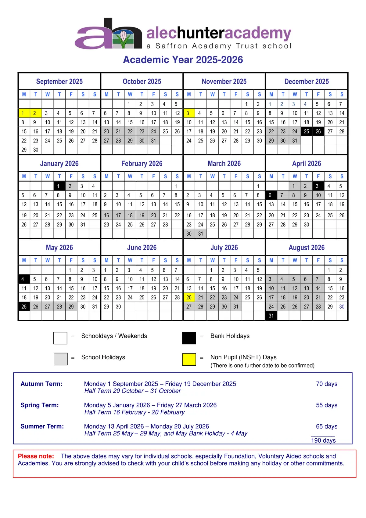 Bmat Stem Academy term dates