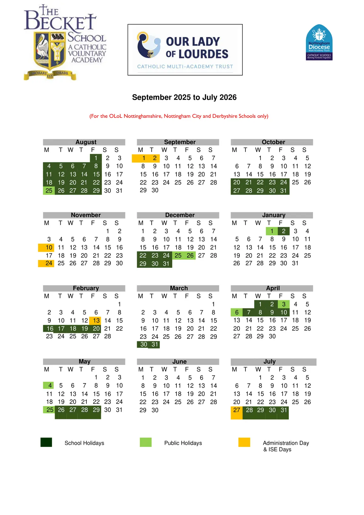 Nottingham Academy term dates