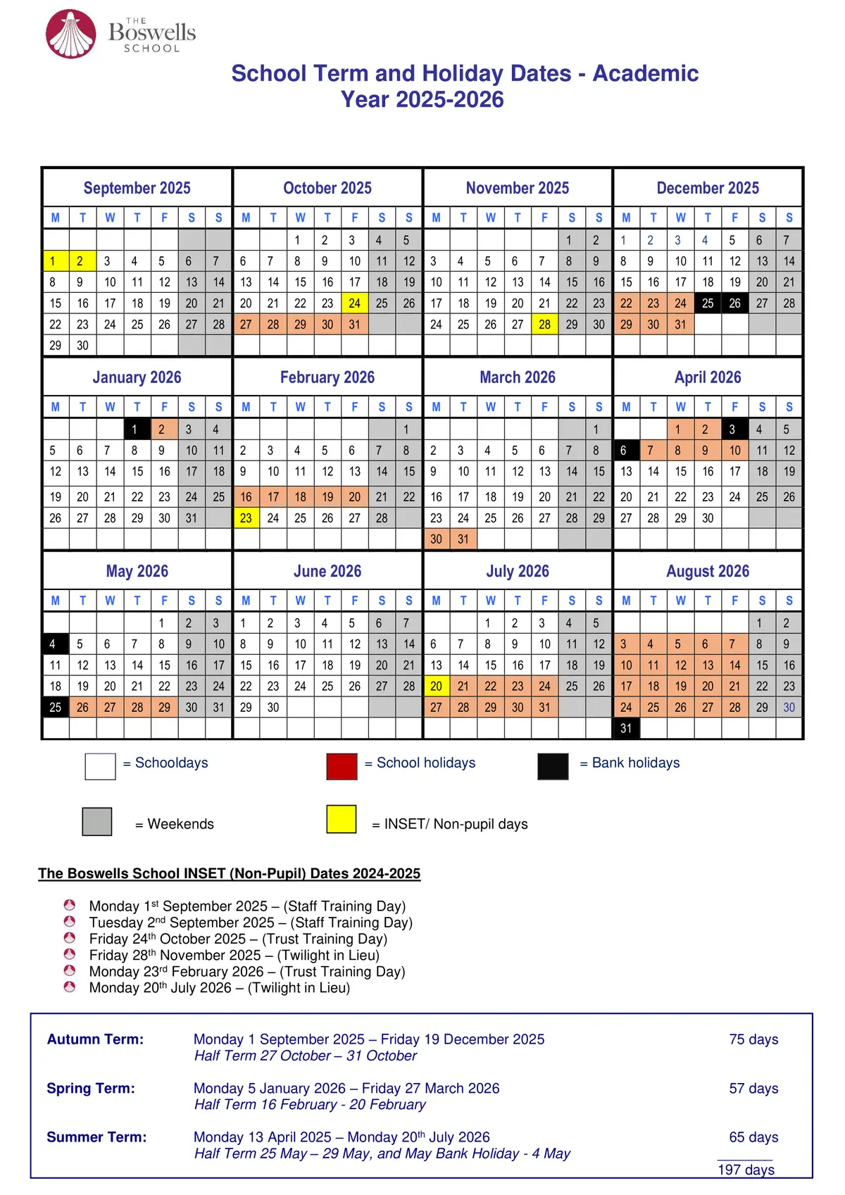 The Boswells School term dates