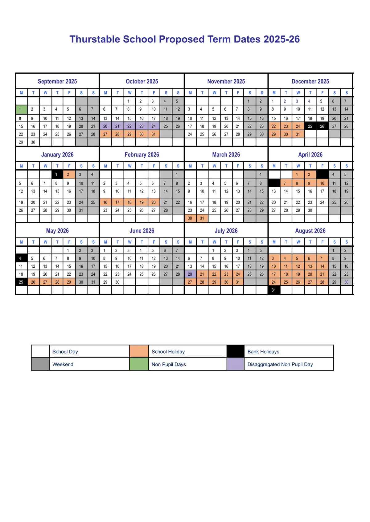 Thurstable School term dates