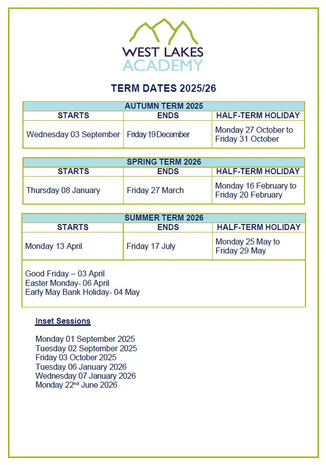 West Lakes Academy term dates
