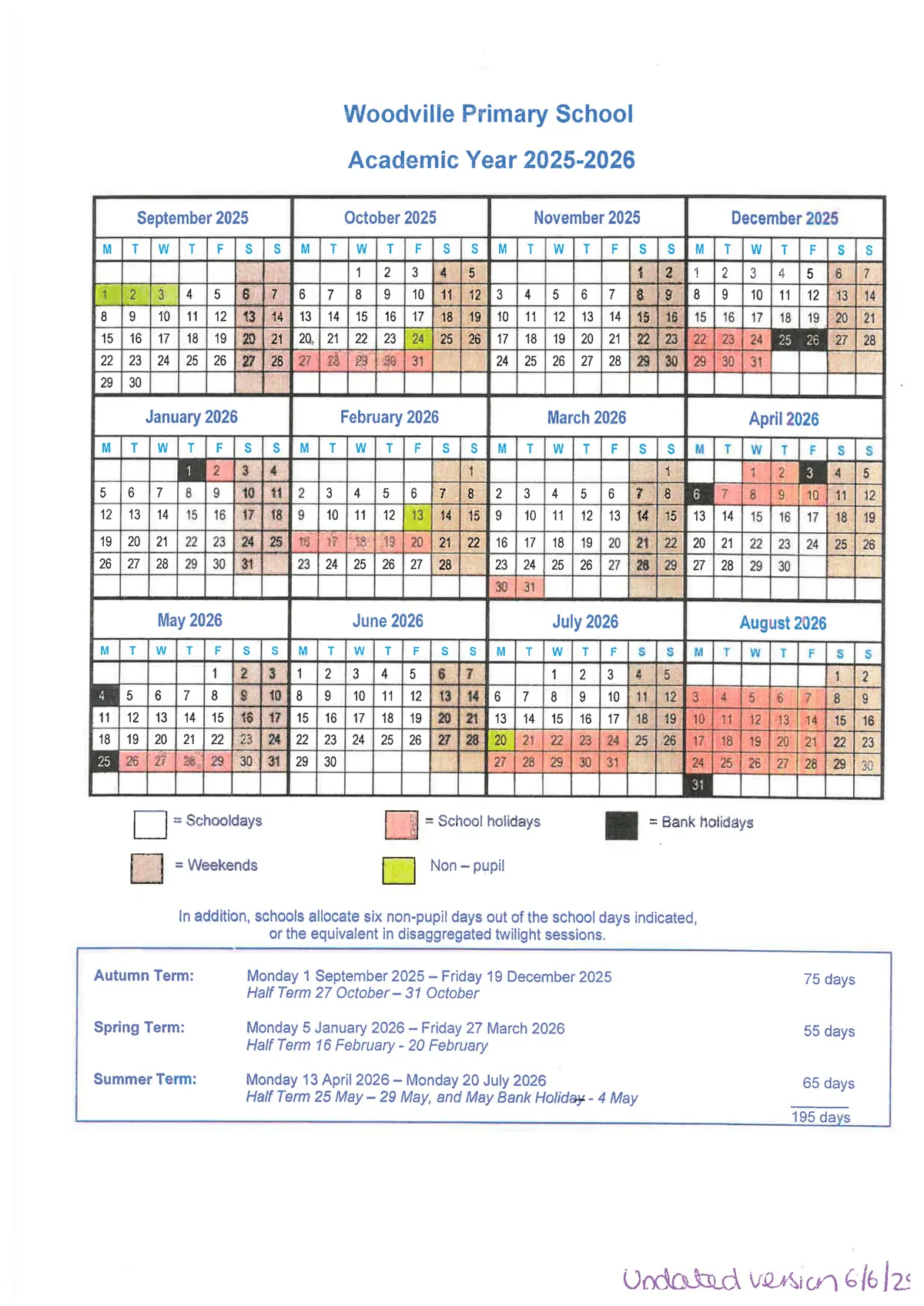 Woodville Primary School term dates