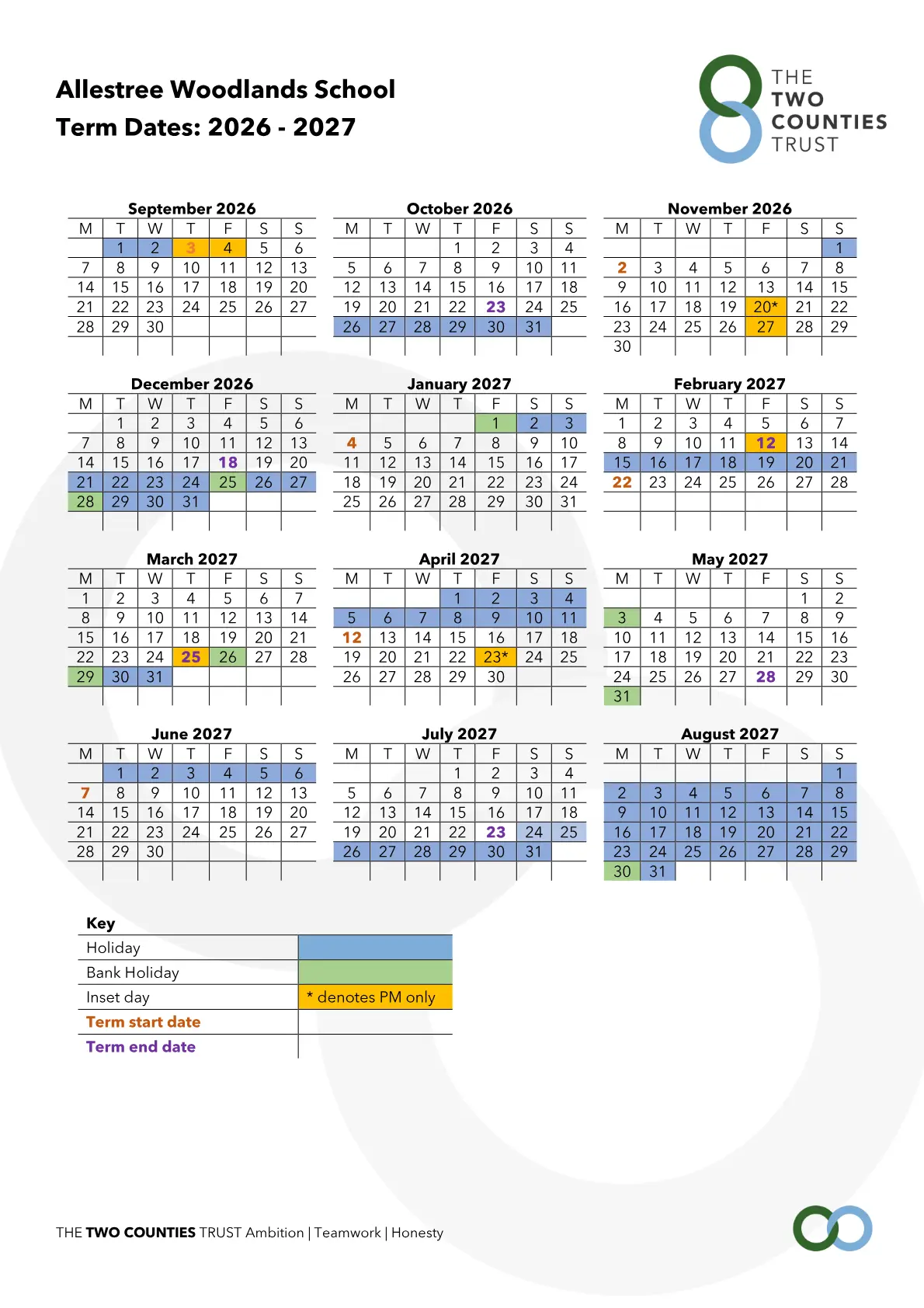 Allestree Woodlands School term dates