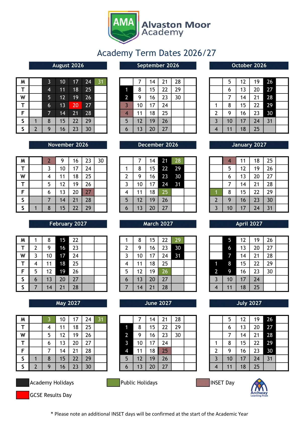 Alvaston Moor Academy term dates