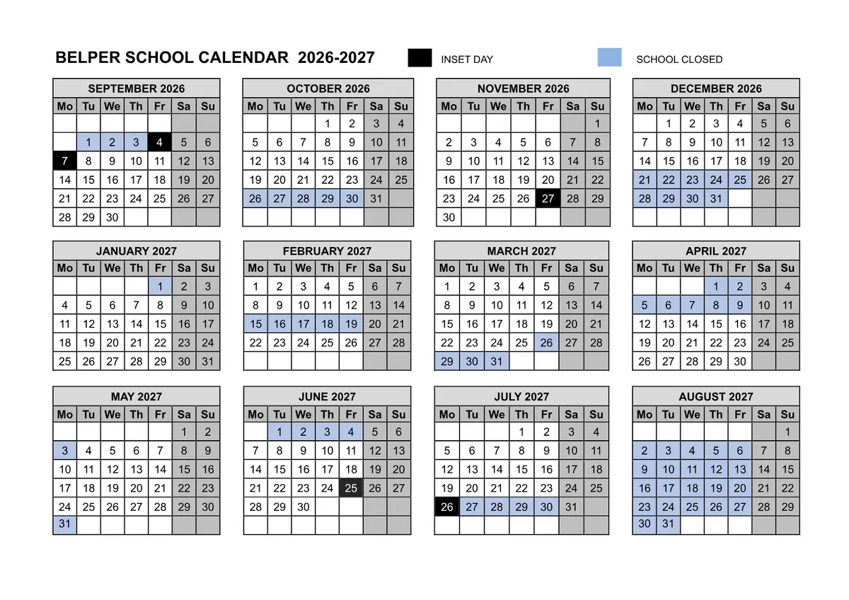 Belper School and Sixth Form Centre term dates