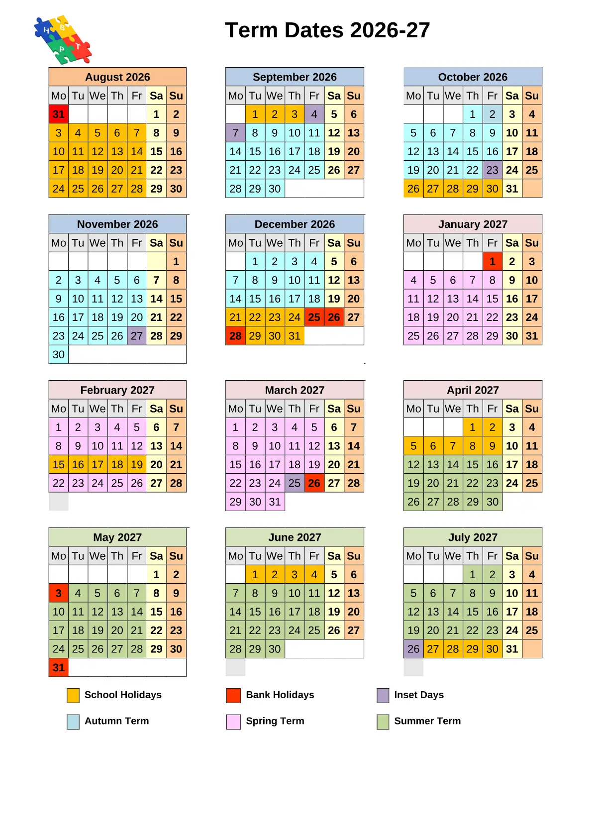 Breadsall Hill Top Primary School term dates