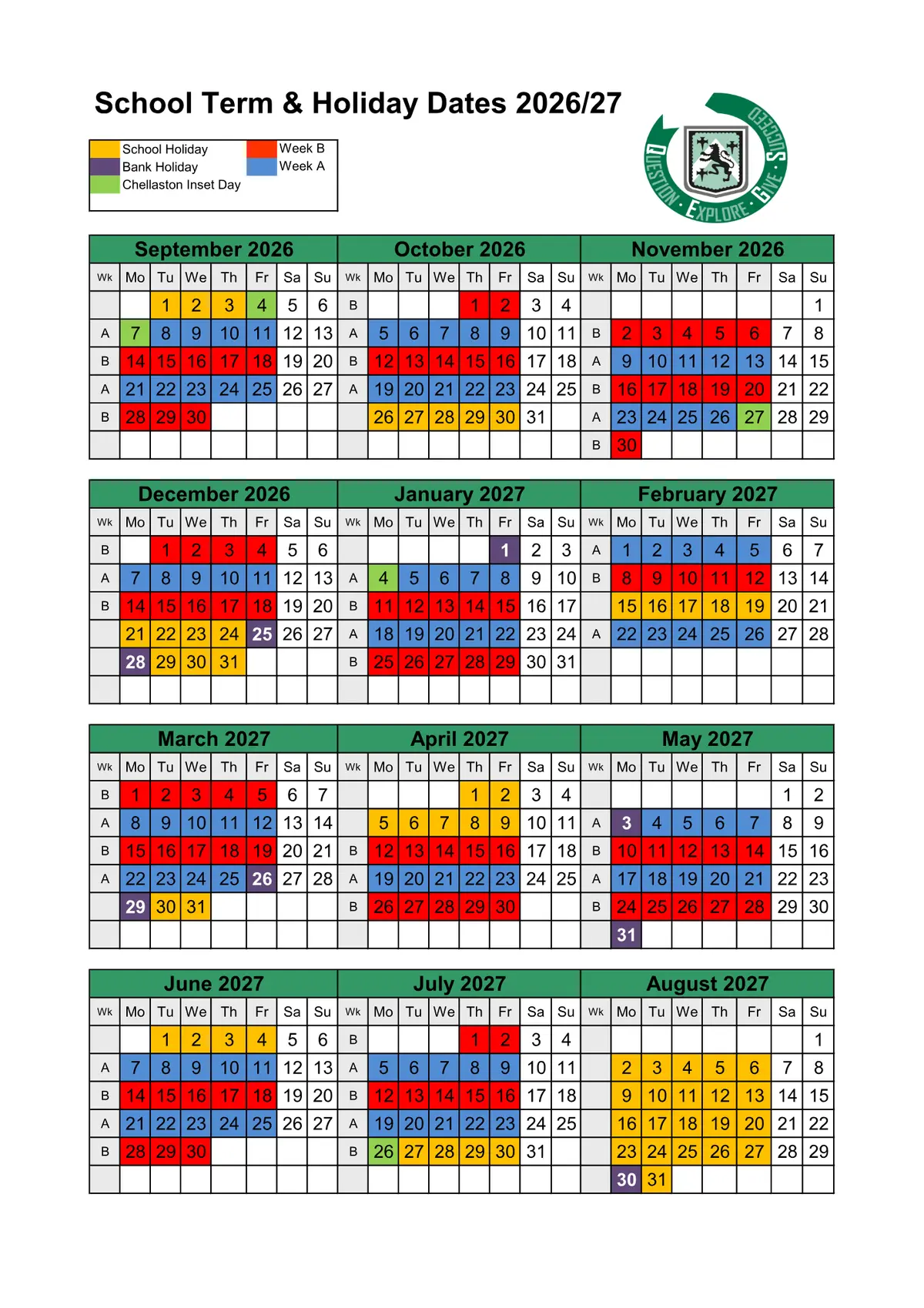 Chellaston Academy term dates