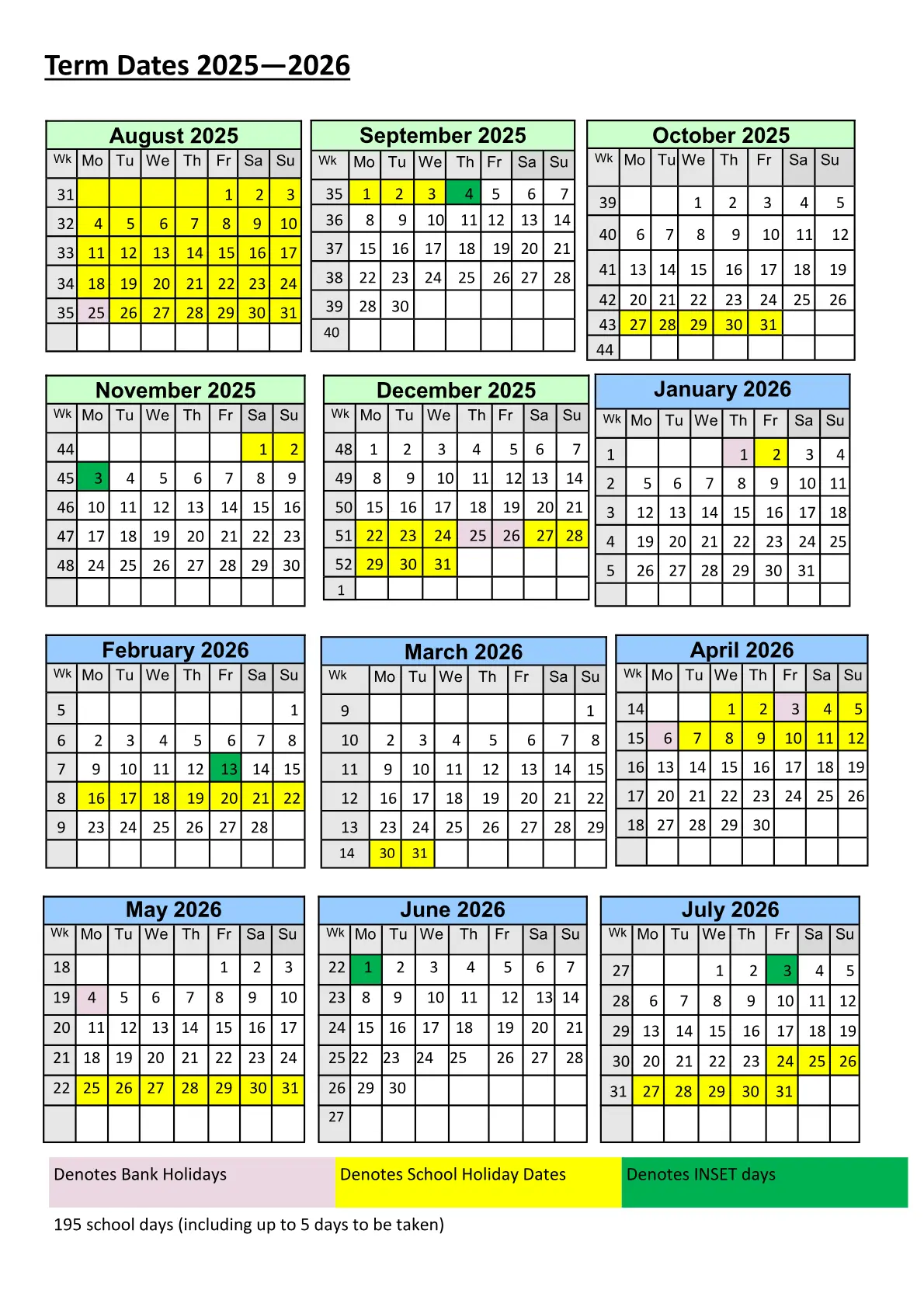 Chellaston Fields Spencer Academy original calendar 2026–2027