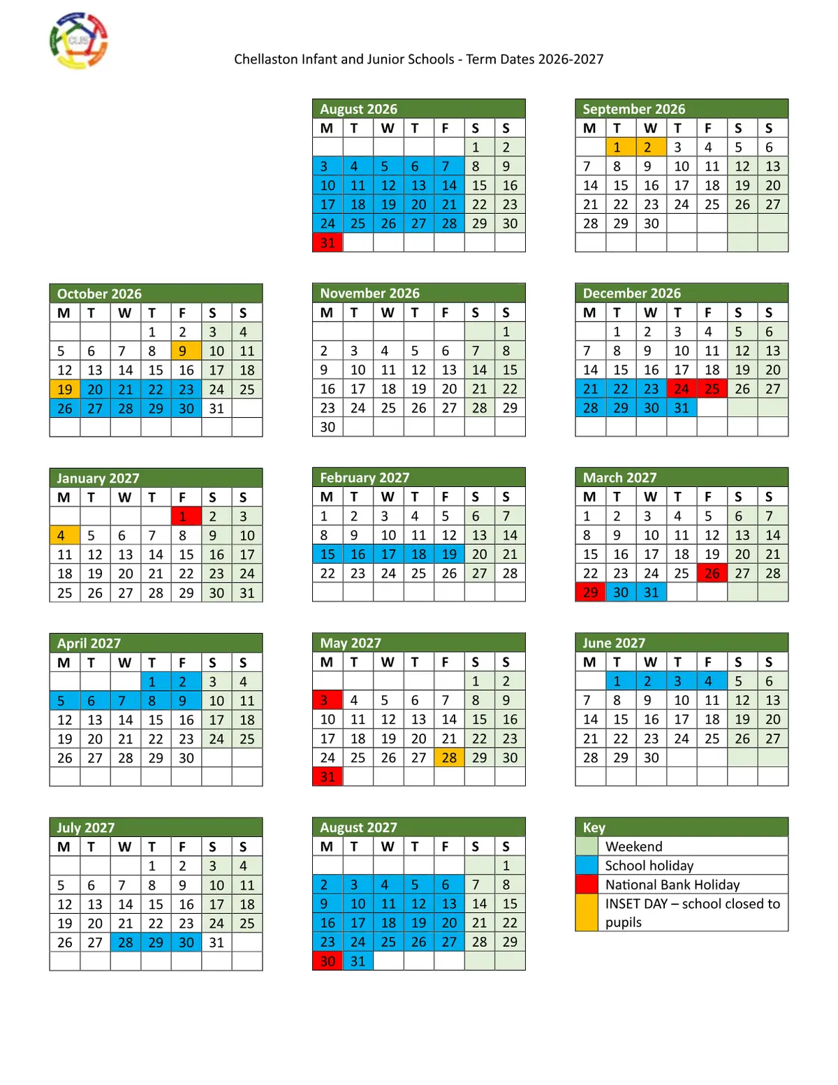 Chellaston Junior School term dates